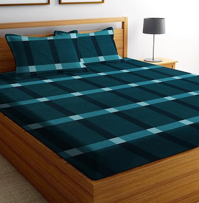 tarain collection 220 TC Polyester Queen Printed Flat Bedsheet(Pack of 1, Blue & Multi)
