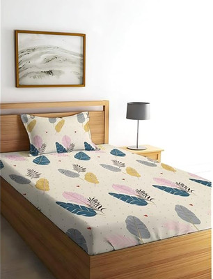 THE NERA CREATION 230 TC Cotton Single Printed Flat Bedsheet(Pack of 1, Grey)