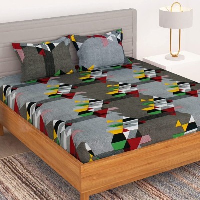 Spring Board 104 TC Polyester Double, Double Self Design Flat Bedsheet(Pack of 1, Style 37, Design)