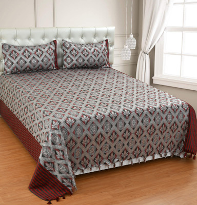 Mithan 280 TC Silk Double Abstract Flat Bedsheet(Pack of 1, Red)
