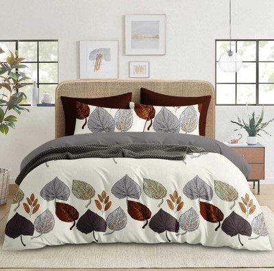 ajhandloom 260 TC Cotton Double Printed Flat Bedsheet(Pack of 1, Gold)