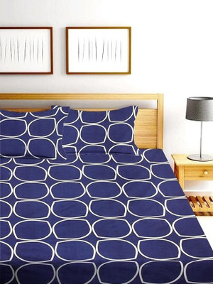 HOMETIC 360 TC Cotton Double Checkered Fitted (Elastic) Bedsheet(Pack of 1, Multicolor)