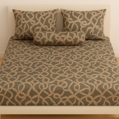 NCS Polycotton King Flat 280 TC Floral Bedsheet(Pack of 1, 1 bedsheet + 2 pillow cover + 1bolster cover with filler (PRINT-03))