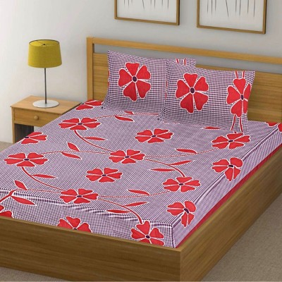 Hashcart 144 TC Microfiber Double Solid Flat Bedsheet(Pack of 1, Rose Madder)