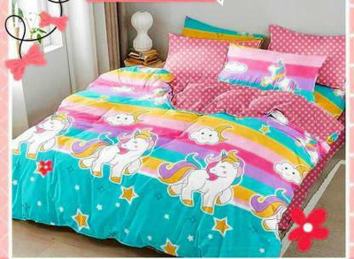 A11 M@LL 160 TC Polycotton Double 3D Printed Flat Bedsheet(Pack of 1, Multicolor)