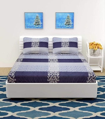 jyotaksh 210 TC Cotton Single Printed Fitted (Elastic) Bedsheet(Pack of 1, Multi- 2)