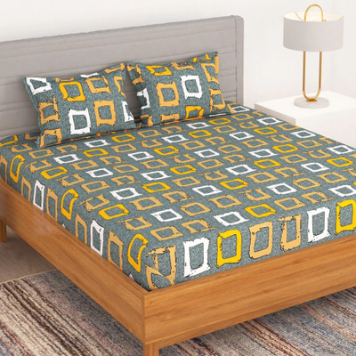 Bedspun 150 TC Microfiber Double Printed Flat Bedsheet(Pack of 1, Grey)
