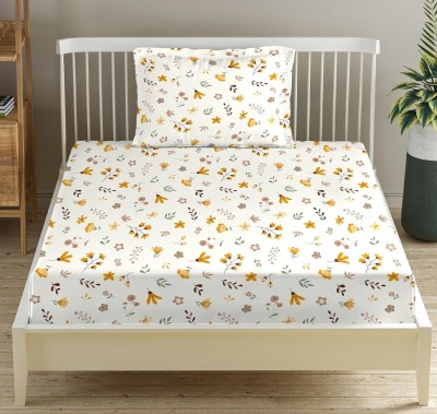 Trance Home Linen 180 TC Cotton Single Printed Flat Bedsheet(Pack of 1, Soloce Yellow)