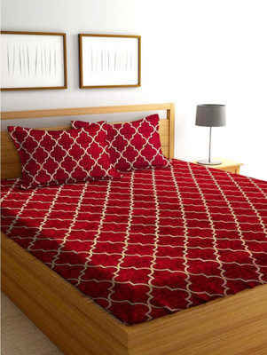 KalaKariya Microfiber Double Flat 220 TC Floral Bedsheet(Pack of 1, RED CIRCLE)