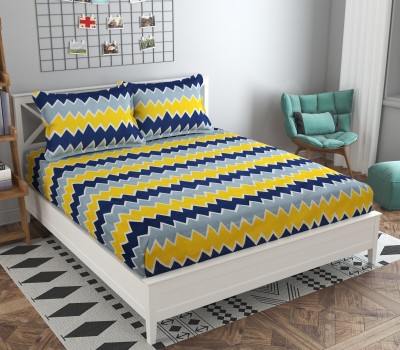 Baffi 240 TC Cotton Double Printed Flat Bedsheet(Pack of 1, Yellow)