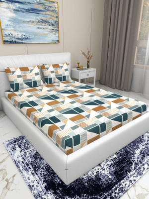Flipkart SmartBuy 144 TC Microfiber Double Printed Flat Bedsheet(Pack of 1, Brown-Blue)