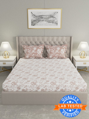 Raymond Home Cotton Double Flat 144 TC Floral Bedsheet(Pack of 1, Chelsia Red)