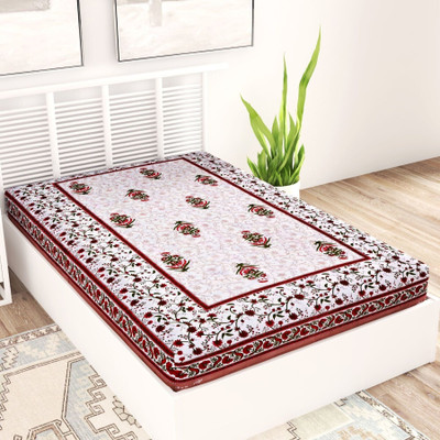 Unique Choice 220 TC Cotton Single Self Design Flat Bedsheet(Pack of 1, Multicolor)