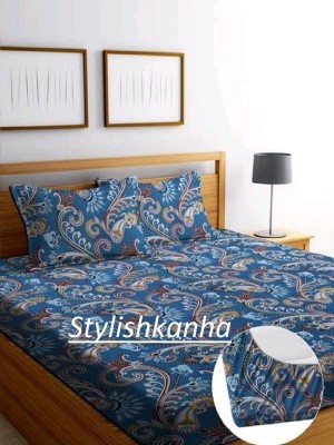 Stylishkanha 310 TC Cotton Queen Printed Fitted (Elastic) Bedsheet(Pack of 1, Multicolor)