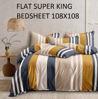 Sitting Style 144 TC Microfiber Super King Floral Flat Bedsheet(Pack of 1, Soft Cotton Flat Super King Size Bedsheet (108x108 Inch)With 2 Pillow Cover)