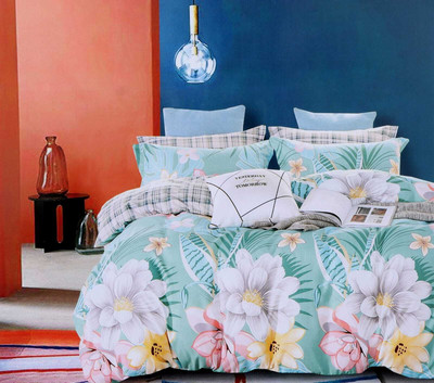 BREVARD Polycotton King Flat 210 TC Floral Bedsheet(Pack of 1, Multicolor)