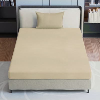 Pro Linen 300 TC Cotton Single Solid Flat Bedsheet(Pack of 1, Beige)