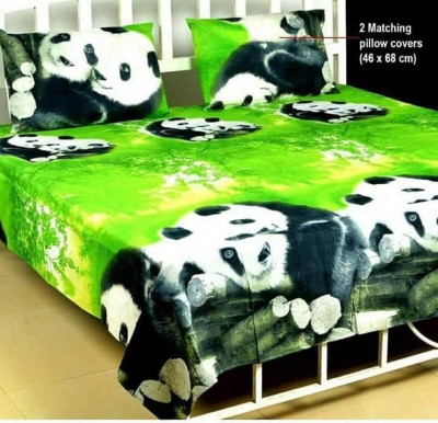 Home Readiness 120 TC Cotton Single Printed Flat Bedsheet(Pack of 1, Green)