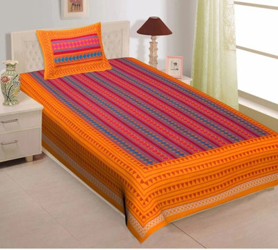 SOFTCOT Cotton Single Flat 144 TC Jaipuri Prints Bedsheet(Pack of 1, Multicolor)