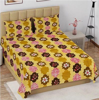 CARLTON LONDON Cotton Queen Flat 104 TC Geometric Bedsheet(Pack of 1, Multicolor22)