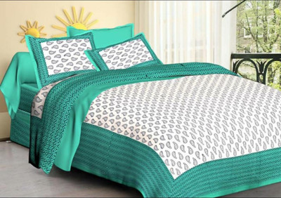 Yakshita Collection Cotton Double Flat 120 TC Striped Bedsheet(Pack of 1, Multicolor)