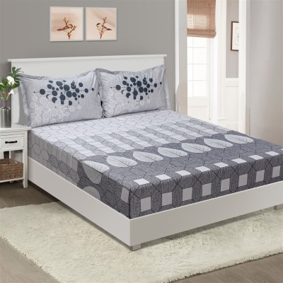 SWAYAM 250 TC Cotton King Printed Flat Bedsheet(Pack of 1, Grey,White)