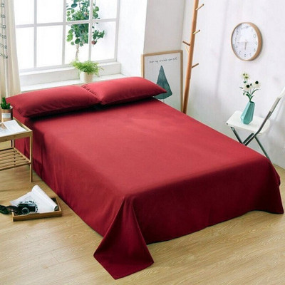 BEVI 300 TC Microfiber Double Solid Flat Bedsheet(Pack of 3, Maroon)