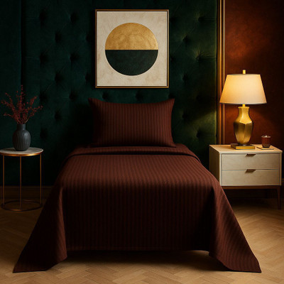 ELEGANT WEAVERS Microfiber Single Flat 144 TC Solid Bedsheet(Pack of 1, Copper brown)