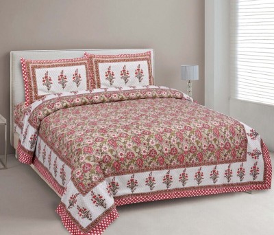 JAIPUR FABRIC 180 TC Cotton Double Printed Flat Bedsheet(Pack of 1, Red)