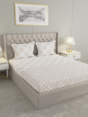 Raymond Home 200 TC Cotton King Motifs Flat Bedsheet(Pack of 1, Yellow)