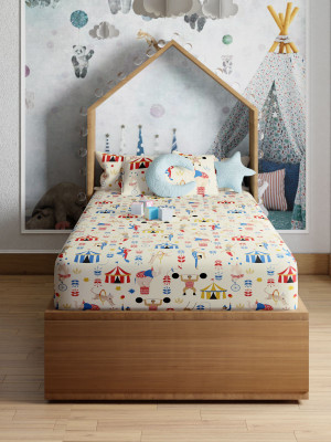 PETAL HOME Cotton Single Flat 200 TC Printed Bedsheet(Pack of 1, Cpink)