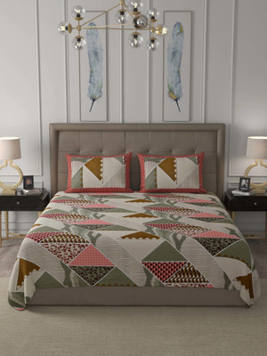 JAIPUR FABRIC Microfiber King Flat 150 TC Printed Bedsheet(Pack of 1, Green, Multicolor)
