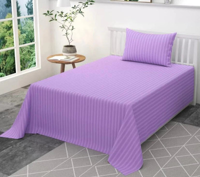 FLORA Cotton Single Flat 500 TC Solid Bedsheet(Pack of 1, Pink)