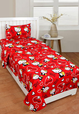 Decent Home 140 TC Polycotton Double Abstract Flat Bedsheet(Pack of 1, Red)