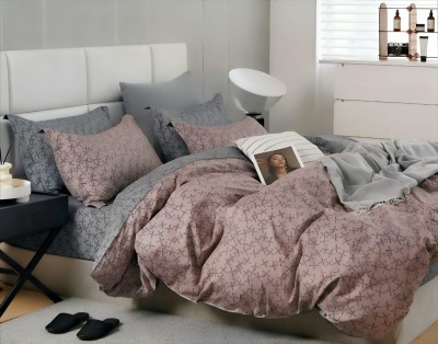 jv furnishings panipat 300 TC Cotton King Geometric Flat Bedsheet(Pack of 1, Coffee)