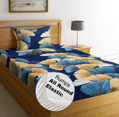 Rumps 350 TC Cotton King Printed Fitted (Elastic) Bedsheet(Pack of 1, 1000)