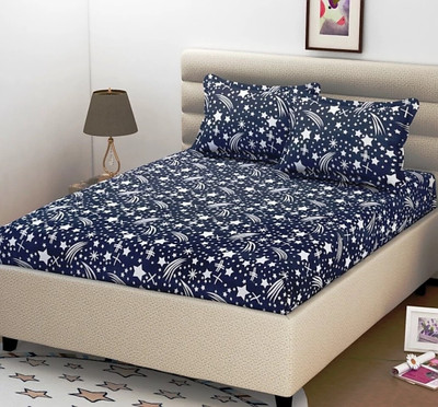 H18 SHEET 144 TC Microfiber Double Printed Flat Bedsheet(Pack of 1, Black)