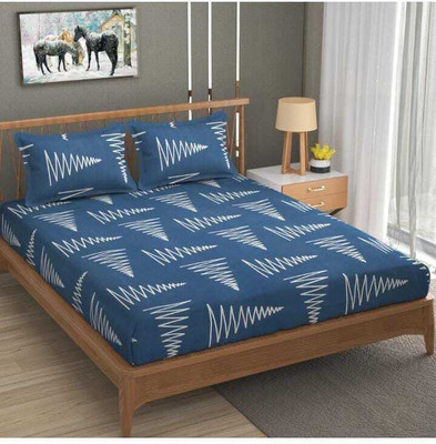 CLOVIS KRAFTS 240 TC Microfiber King Floral Fitted (Elastic) Bedsheet(Pack of 1, Blue)