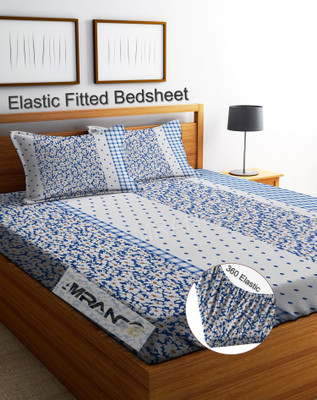 Amrange 210 TC Microfiber King Floral Fitted (Elastic) Bedsheet(Pack of 1, Multicolor)