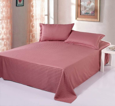 NEWMADHU Cotton Double Flat 250 TC Solid Bedsheet(Pack of 1, Pink)
