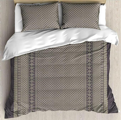 LavishFabrics Cotton Blend Double Flat 450 TC Printed Bedsheet(Pack of 1, Taupe)