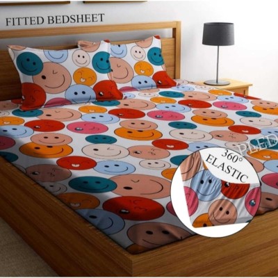 PLEDGE CREATIONS 300 TC Cotton King Cartoon Fitted (Elastic) Bedsheet(Pack of 1, Multicolor)