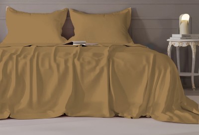 Vintana 300 TC Cotton Queen Solid Flat Bedsheet(Pack of 1, Brown)
