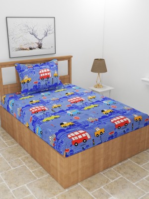 MORADO 210 TC Polycotton Single Cartoon Flat Bedsheet(Pack of 1, Blue)