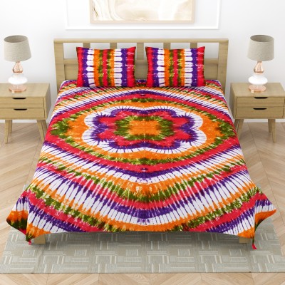 Shama Dye 350 TC Cotton King Jaipuri Prints Flat Bedsheet(Pack of 1, Multicolor)
