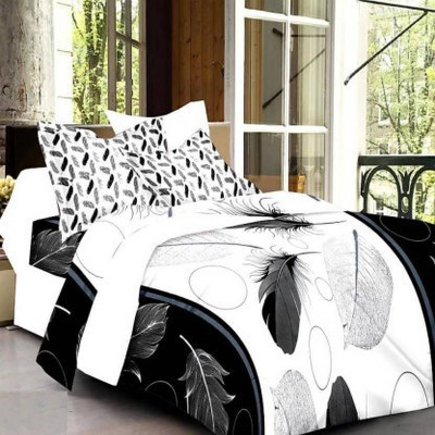 Aciloc Polycotton Double Flat 180 TC 3D Printed Bedsheet(Pack of 1, White)