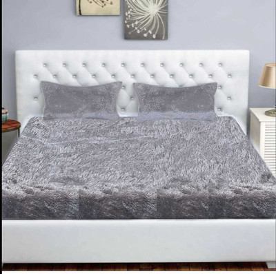 Deeku Art 1 TC Polyester Double Solid Flat Bedsheet(Pack of 1, Grey)