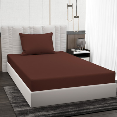 BROMWICK Microfiber Single Flat 220 TC Solid Bedsheet(Pack of 1, Brown)