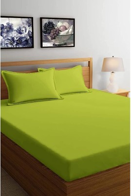 TURIYA 220 TC Microfiber Queen Solid Flat Bedsheet(Pack of 1, Green)