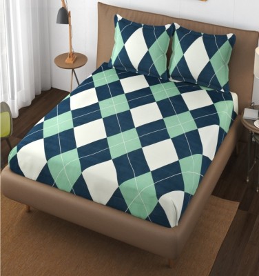 LinenHeads 270 TC Cotton Single Floral Flat Bedsheet(Pack of 1, Blue)